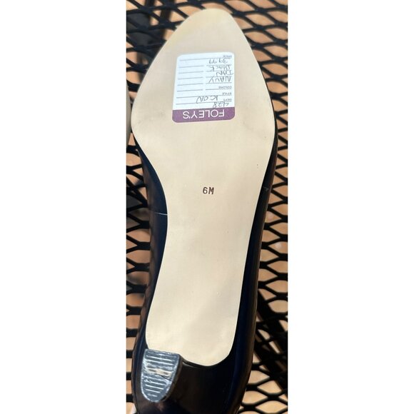 Foley's Calico Mid-Heel Navy Dress Shoes Women's Size 6M (READ) - Picture 9 of 16